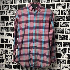 J.j.cochran purple long sleeve checkered dress shirt tall man 16-L - 161/2